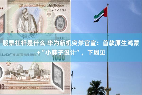 股票杠杆是什么 华为新机突然官宣：首款原生鸿蒙+“小胖子设计”，下周见