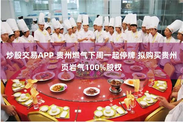 炒股交易APP 贵州燃气下周一起停牌 拟购买贵州页岩气100%股权