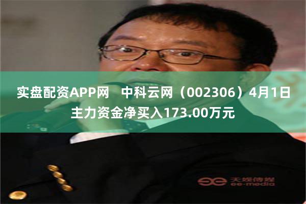 实盘配资APP网   中科云网（002306）4月1日主力资金净买入173.00万元