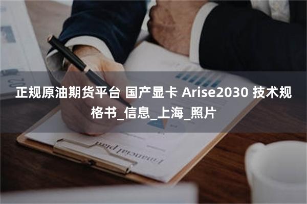 正规原油期货平台 国产显卡 Arise2030 技术规格书_信息_上海_照片